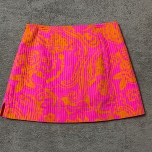 Lilly Pulitzer Hot Pink Orange Seaesta Skort Mini Skirt Size 00 Neon Floral